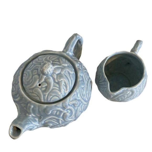 CHRYS Dining Rare Vintage Chrys Pottery England Light Blue Tea Set